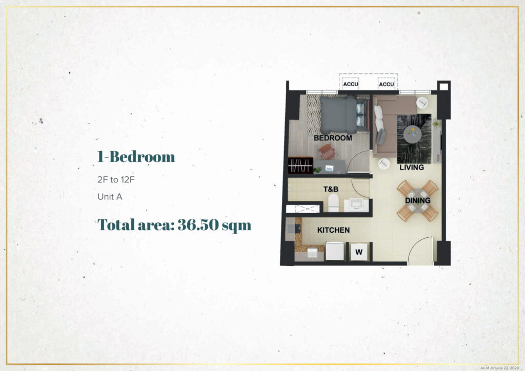La Cassia Residences 1 Bedroom without Balcony 36.5 SQM