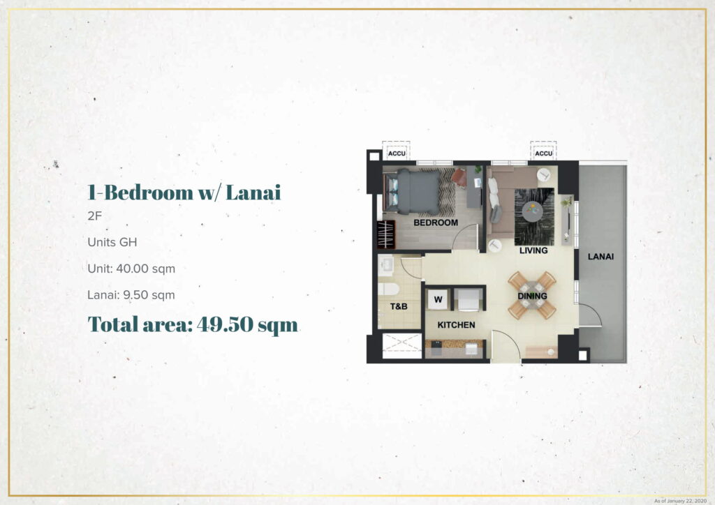 La Cassia Residences 1 Bedroom with Lanai 49.5 SQM
