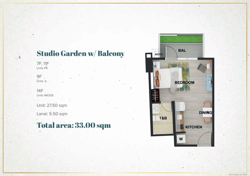 La Cassia Residences Studio Garden with Balcony 33 SQM